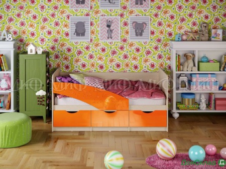 Детская кровать &quot;Бабочки&quot; 1800 Оранжевый